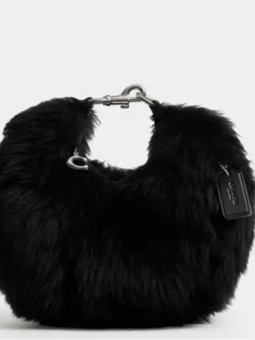 Coach NWT - Jonie Plush Black Shearling Bag CW575 - Picture 2 of 12